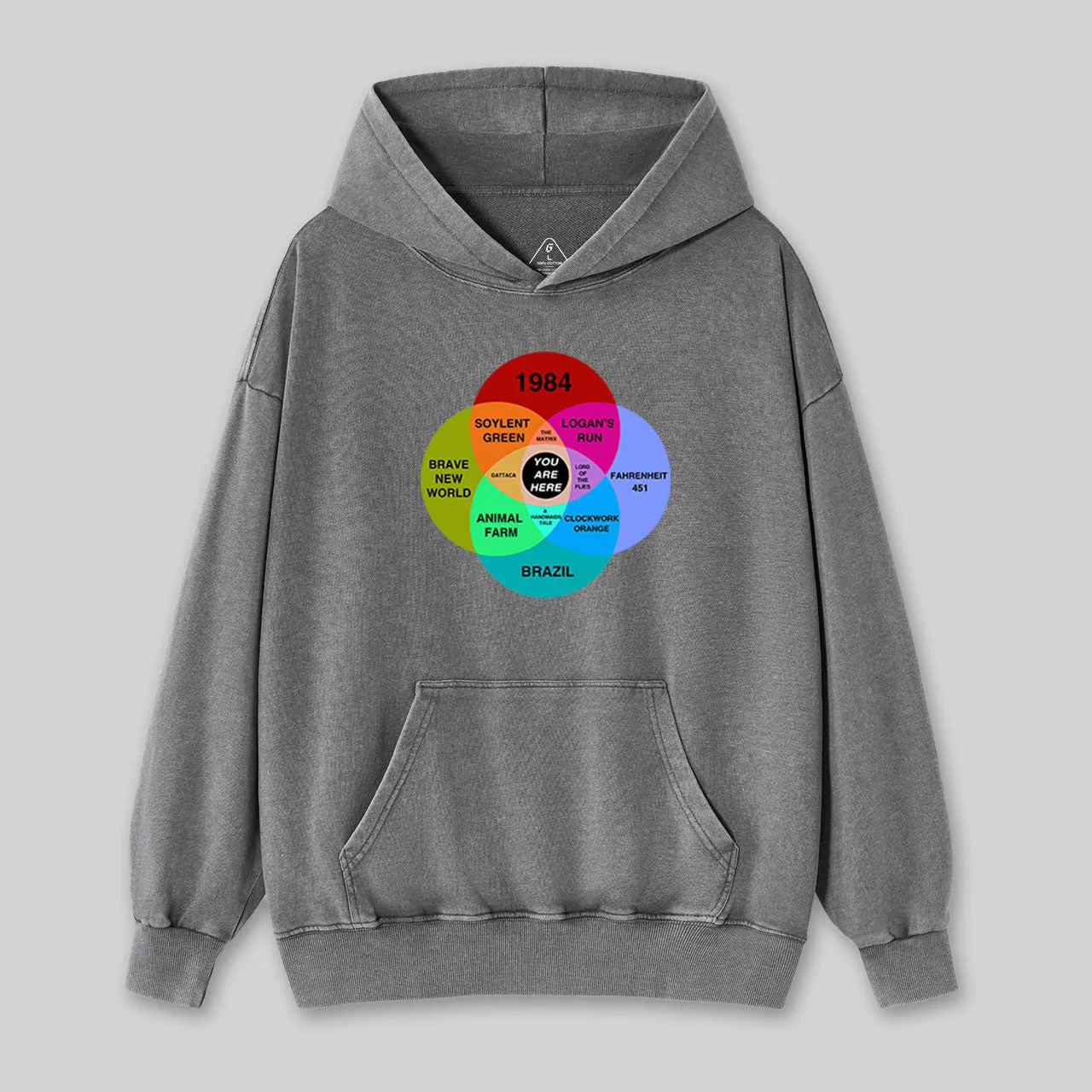 Dystopian Venn Diagram You Are Here Washed Hoodie - Image 3