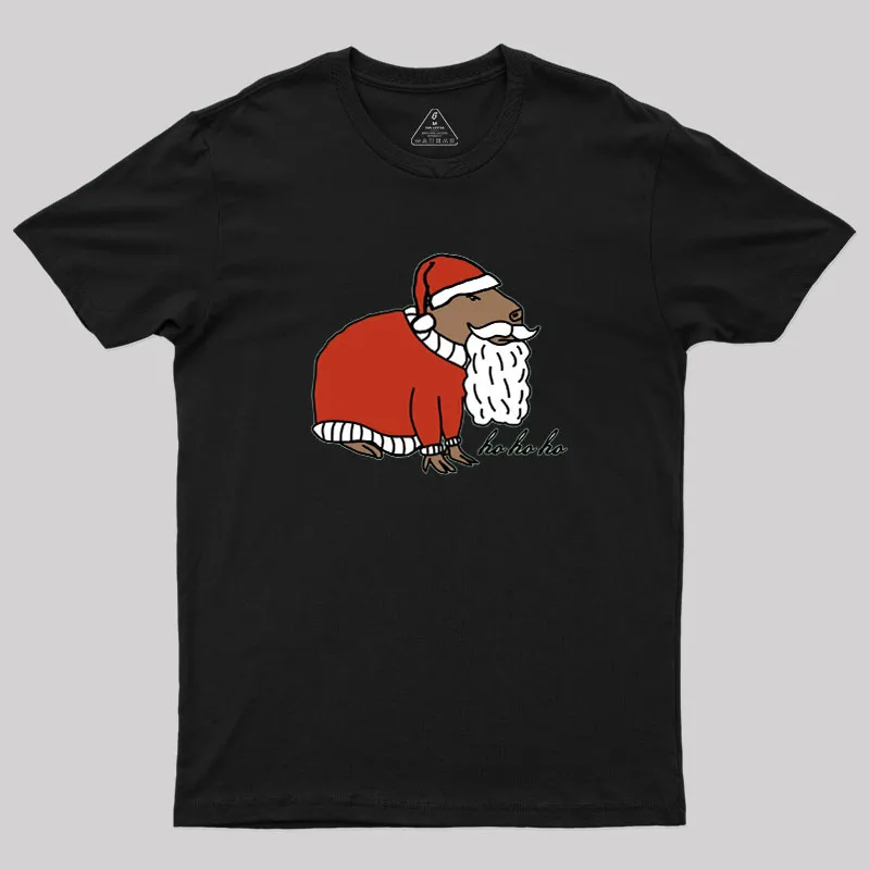 Capybara Santa Claus says Ho Ho Ho Geek T-Shirt - Image 3