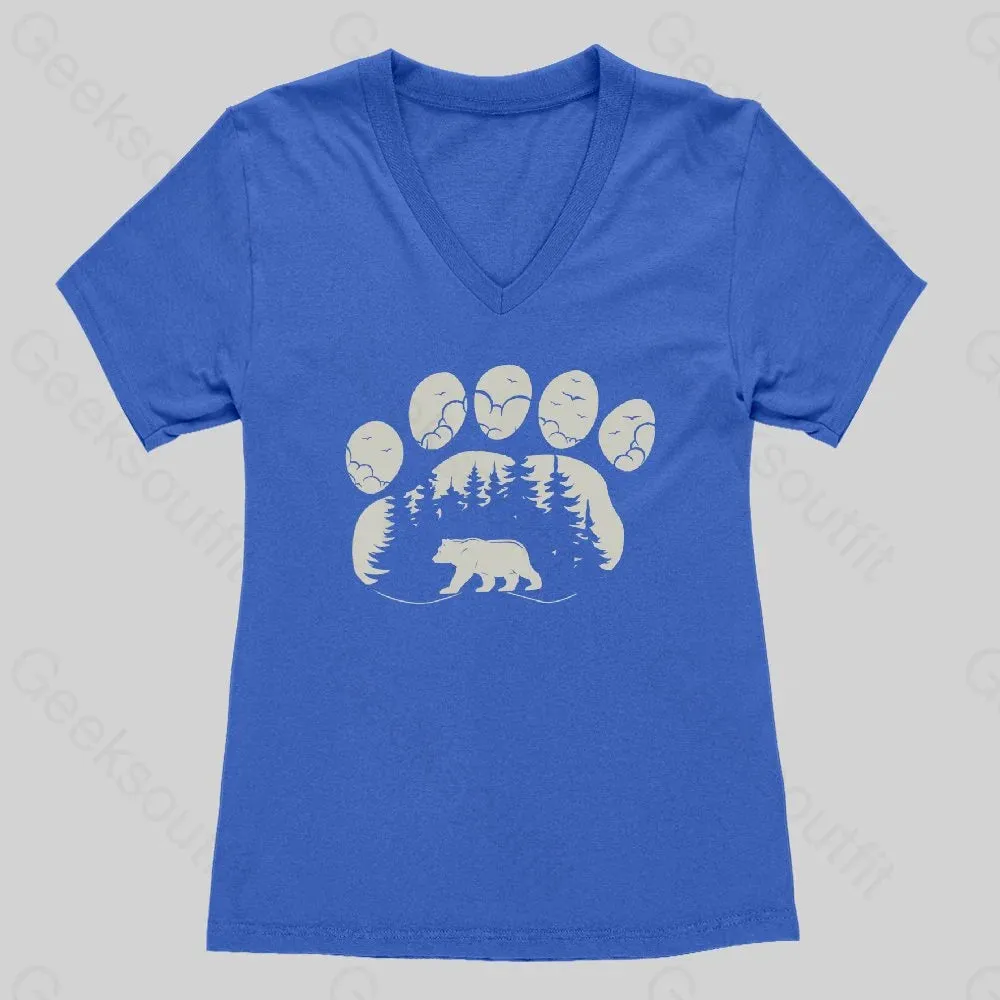 Bear Paw Forest Women's V-Neck T-shirt - Image 2