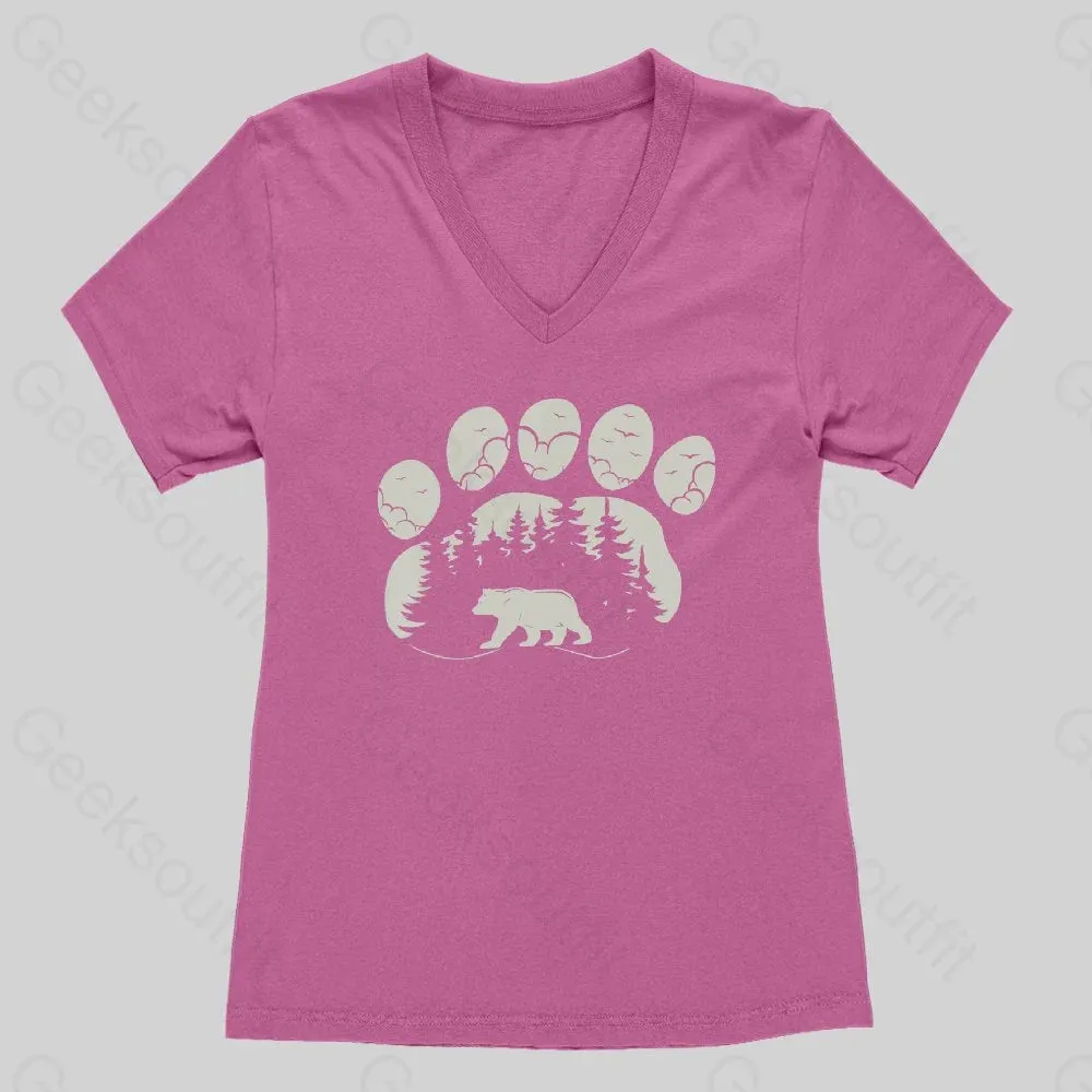 Bear Paw Forest Women's V-Neck T-shirt - Image 3
