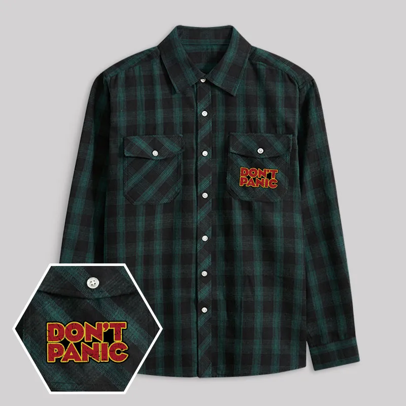 Dont Panic Retro Plaid Flannel Shirt
