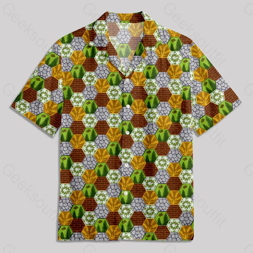 Board Game Map Honeycomb Button Up Pocket Shirt - Image 2