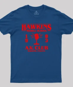 Alternative view of Hawkins Middle School A.V. Club T-Shirt