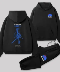 VOYAGER 1977 Front and Back Printed Geek Fleece Hoodie Set