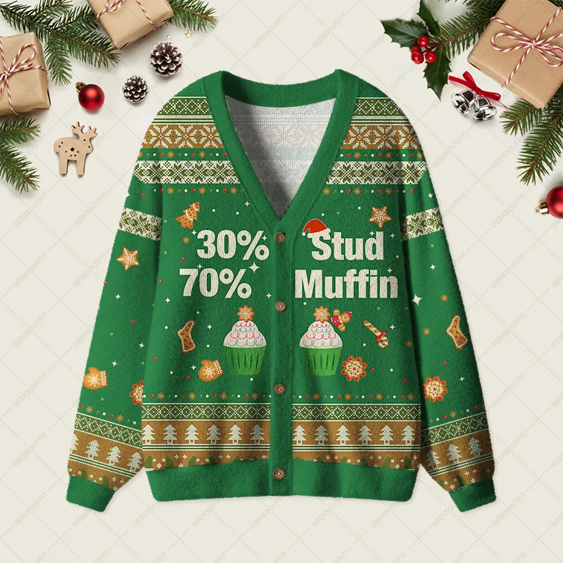 30 Stud 70 Muffin Geek Ugly Cardigan Sweaters