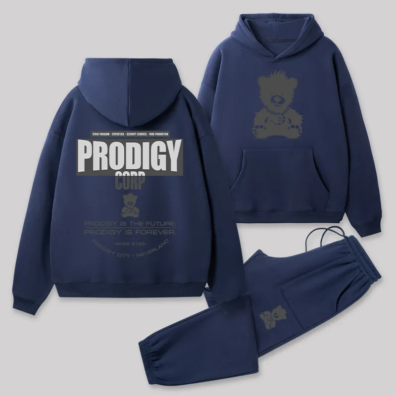 Prodigy Corp Front and Back Printed Geek Fleece Hoodie Set