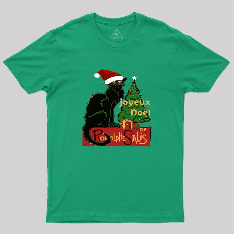 Joyeux Noel Le Chat Noir Spoof With Yule Tree v2 Geek T-Shirt - Image 8