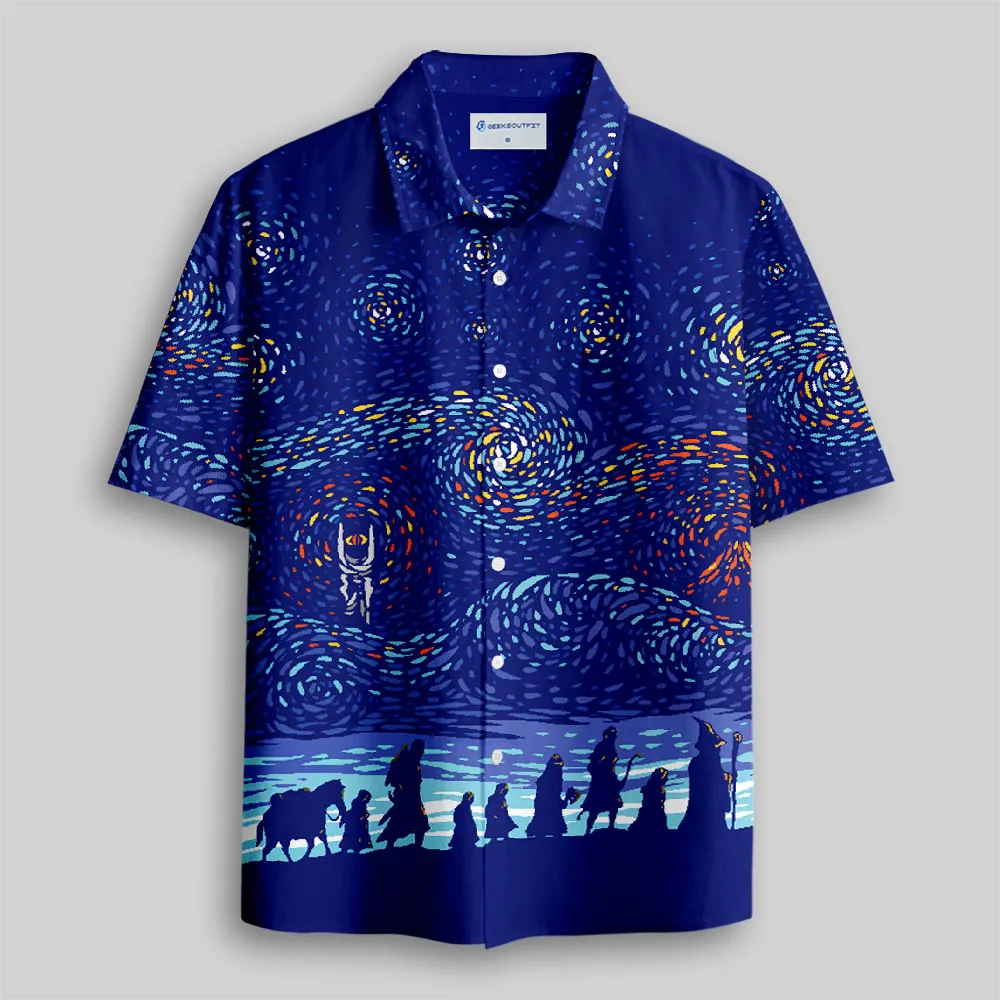 Starry Night Hiking Club Button Up Pocket Shirt