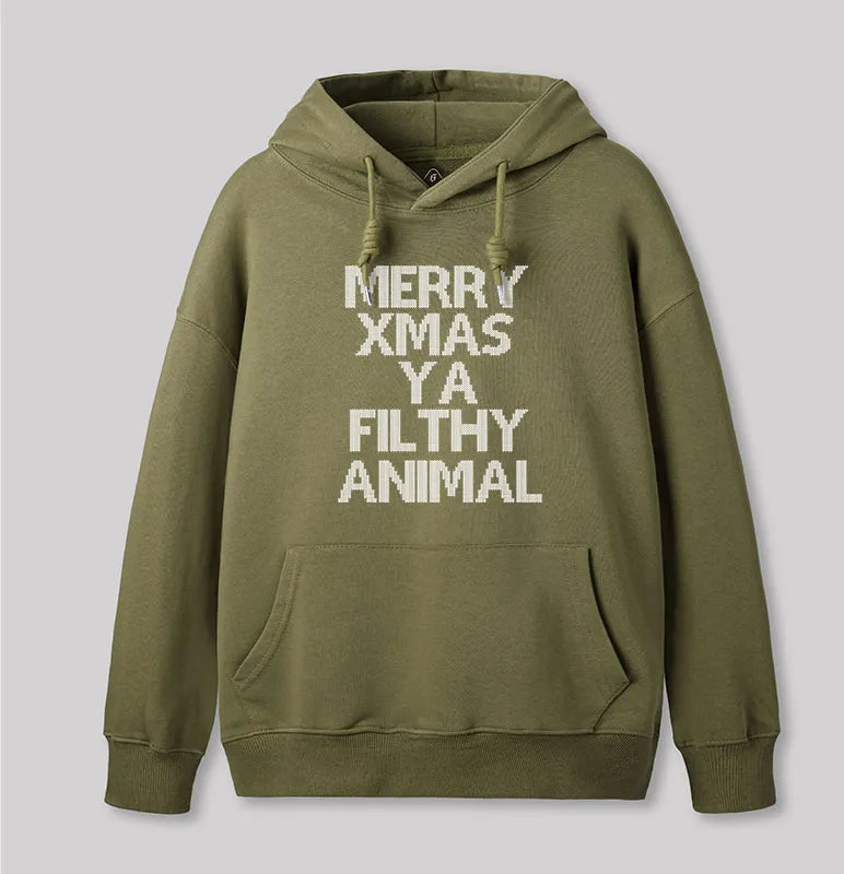 Merry Xmas Ya Filthy Animal Geek Hoodie - Image 3
