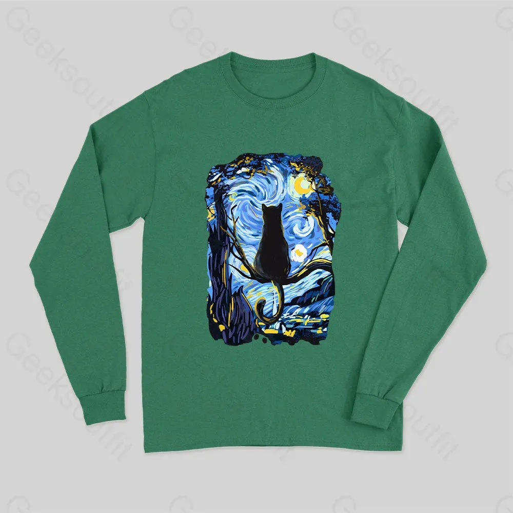 CAT STARRY NIGHT Long Sleeve T-Shirt - Image 3
