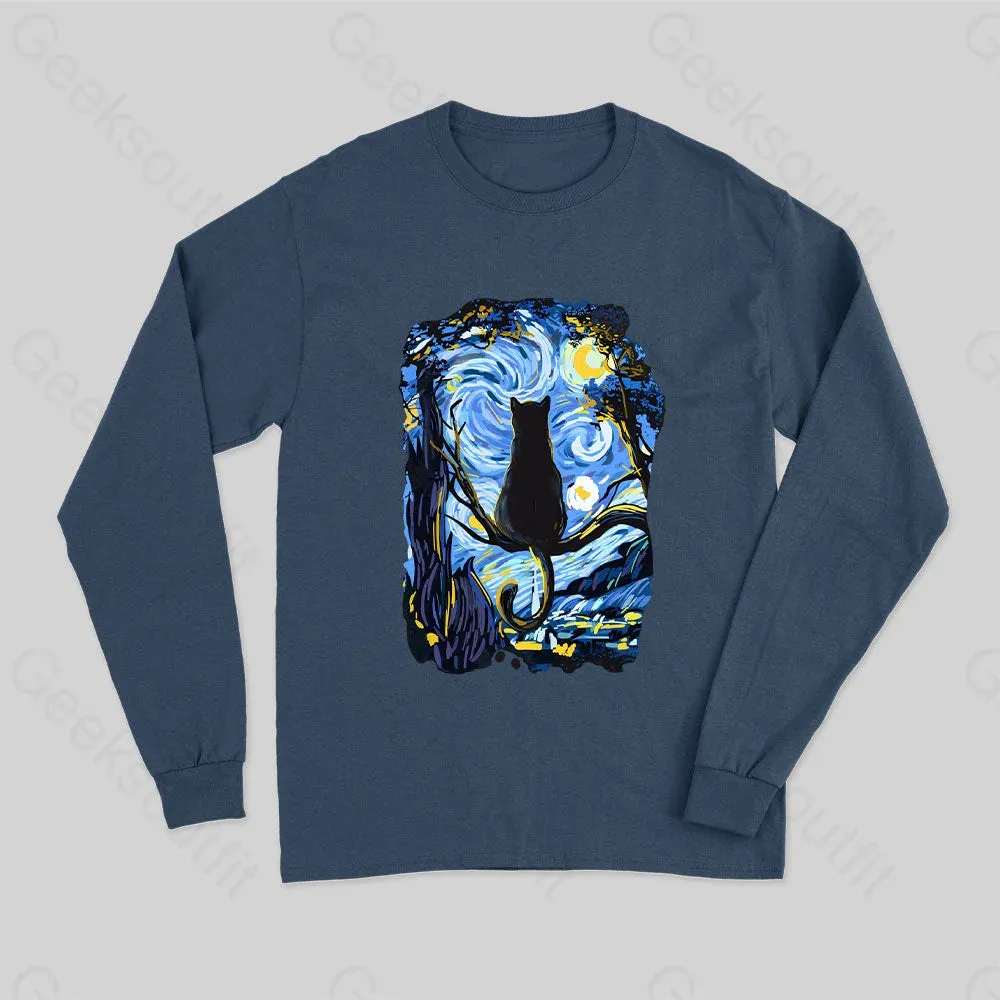 CAT STARRY NIGHT Long Sleeve T-Shirt - Image 2