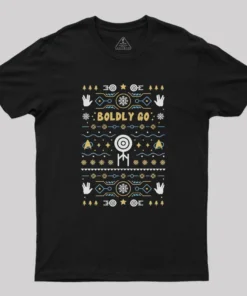 Alternative view of Boldly into Christmas Ugly Sweater Geek T-Shirt