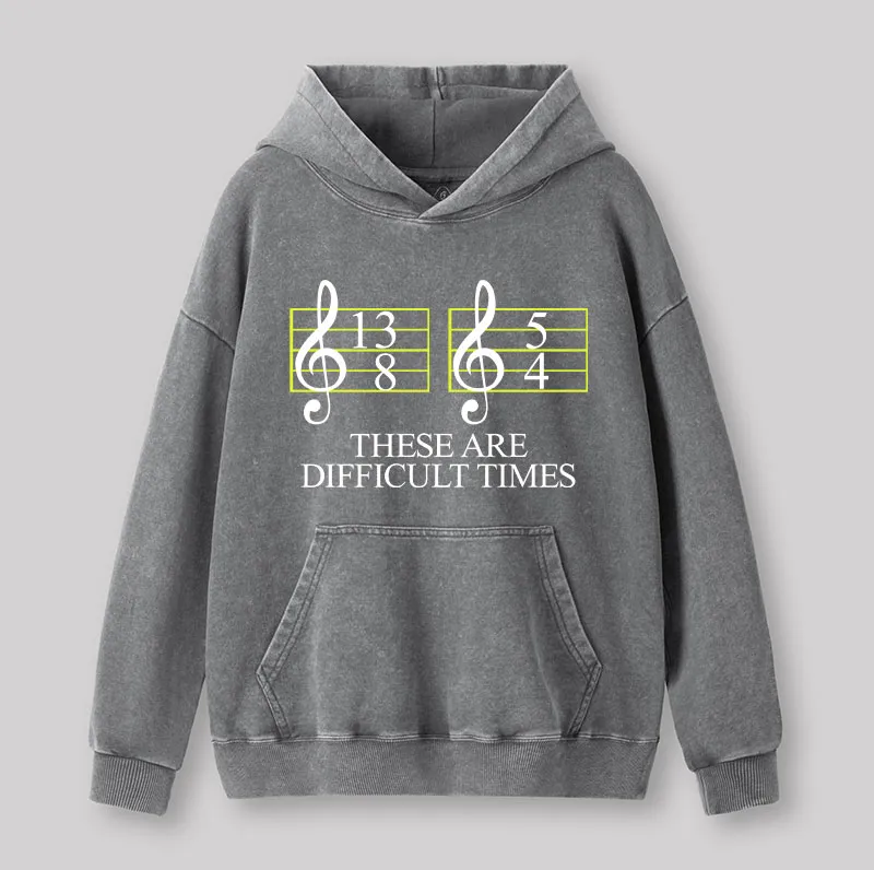 Music Difficult Times Geek Washed Hoodie - Image 4