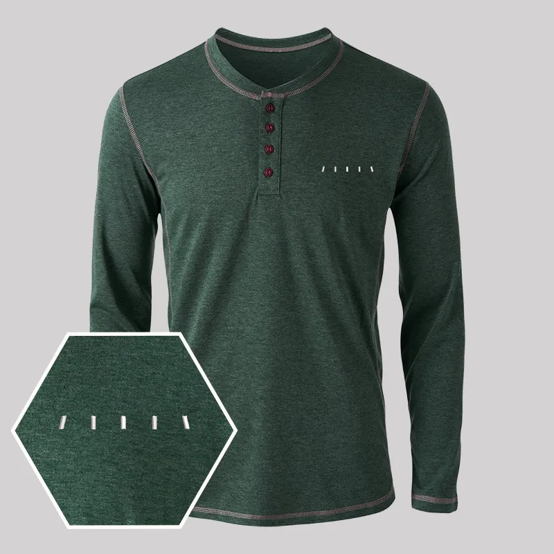 Alien Geek Embroidered Long Sleeve Henley Shirts - Image 5