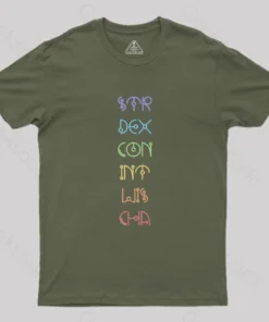 Alternative view of Character Abilities - Dungeons and Dragons Rainbow Geek T-Shirt
