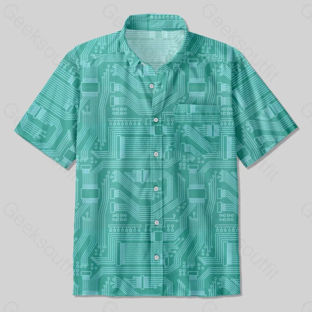 Circuit Board Elements Button Up Pocket Shirt - Image 3
