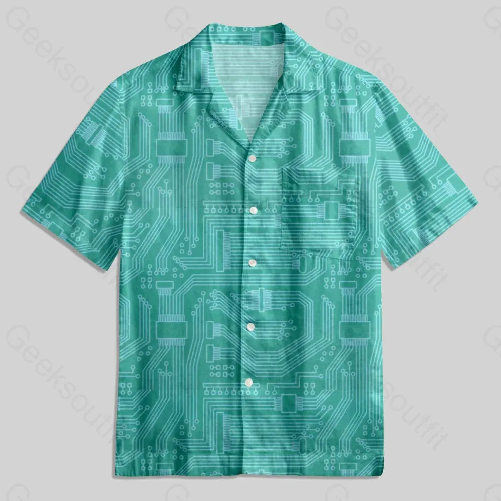 Circuit Board Elements Button Up Pocket Shirt - Image 2