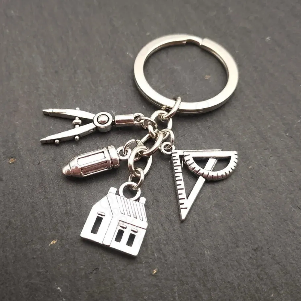Compass Ruler Architect Engineer Keychain