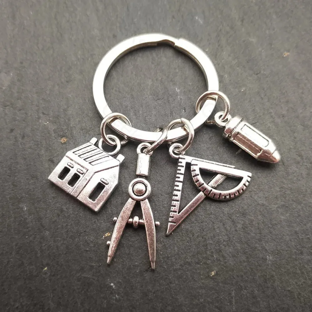 Compass Ruler Architect Engineer Keychain - Image 2