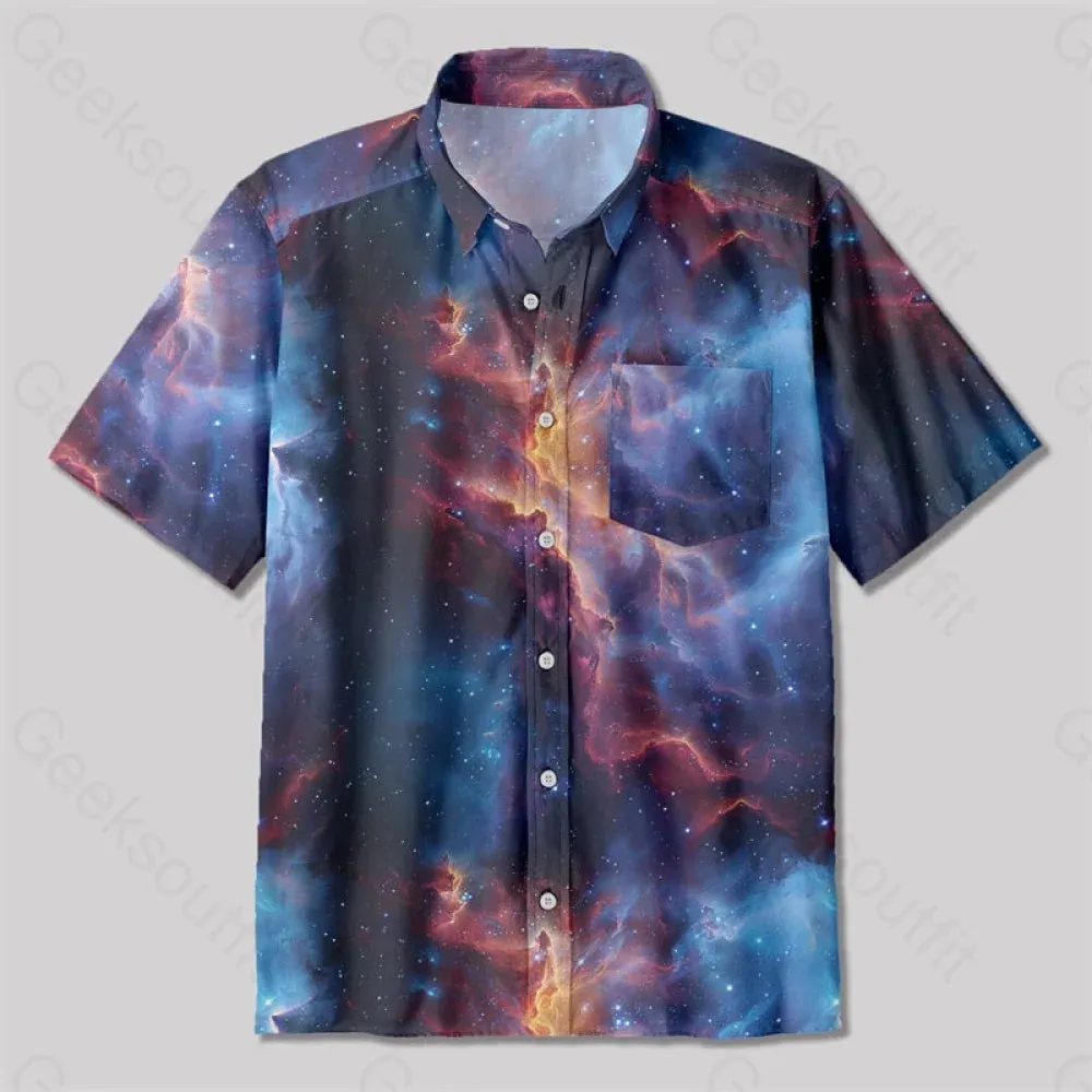 Cosmic Nebula Button Up Pocket Shirt