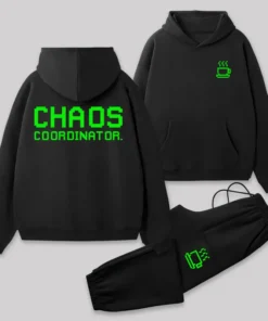 Chaos Front and Back Printed Geek Fleece Hoodie Set