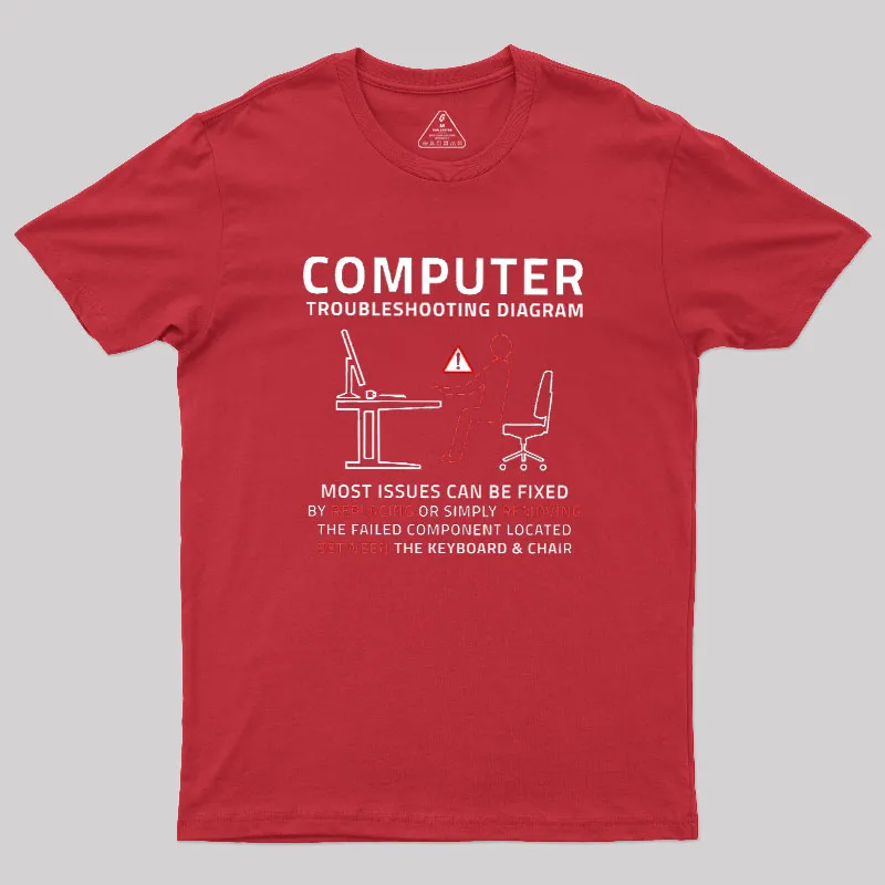 Computer Troubleshooting Diagram Geek T-Shirt - Image 5