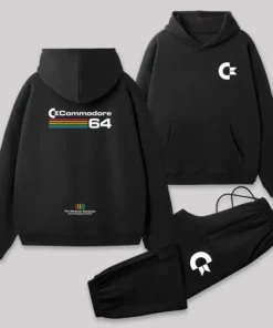 Commodore 64 White Front and Back Printed Geek Fleece Hoodie Set