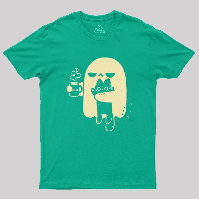 Cute Ghost Holding Cat Geek T-Shirt - Image 7