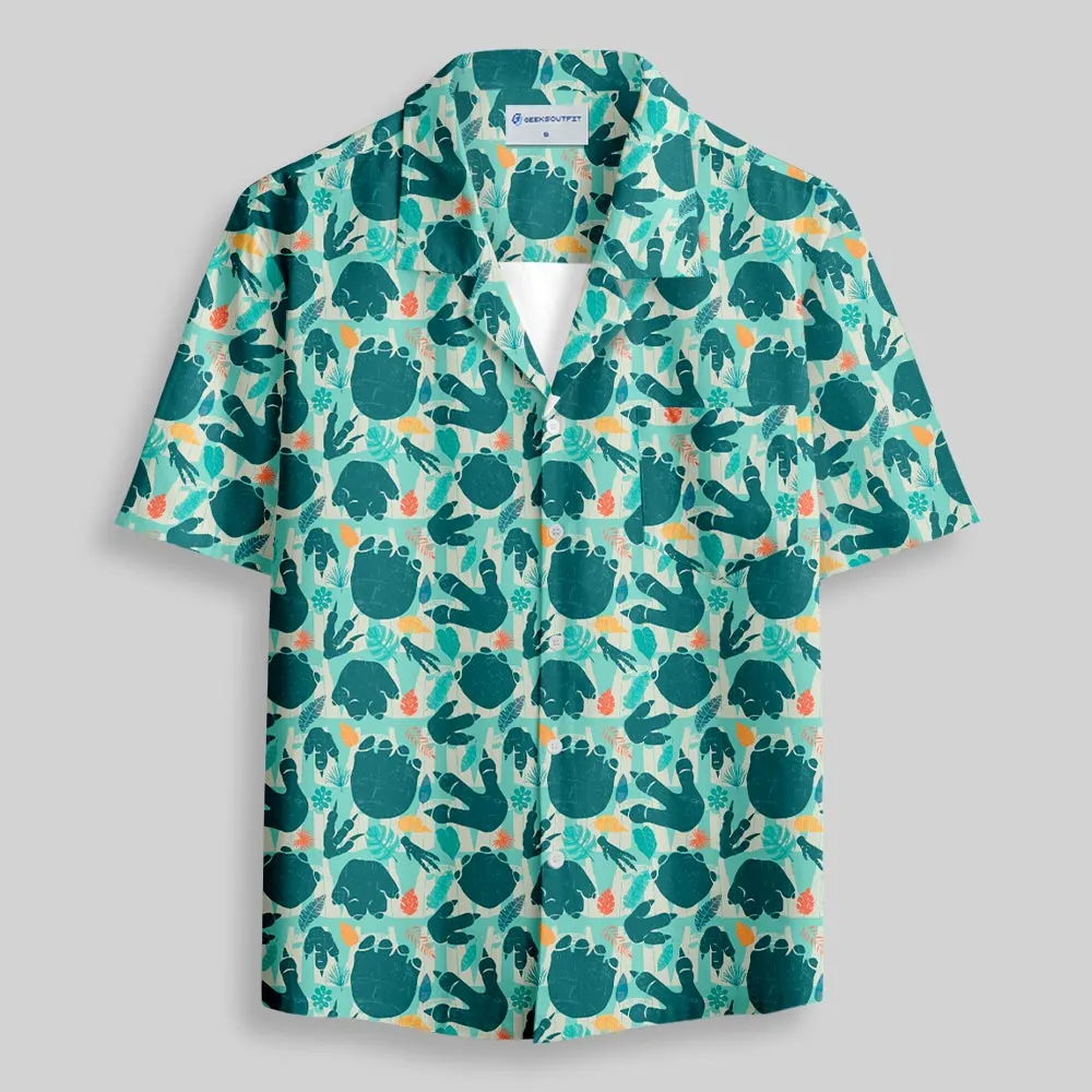 Dinosaur Footprints Hawaii Button Up Pocket Shirt - Image 2