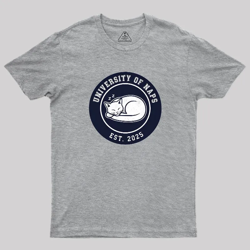 University of Naps Sleeping Cat Geek T-Shirt - Image 4