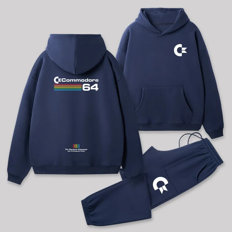 Commodore 64 White Front and Back Printed Geek Fleece Hoodie Set - Image 2