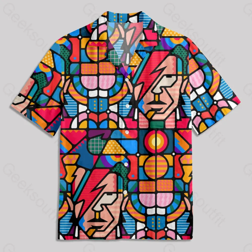 David Colorful Geometry Modern Art Button Up Pocket Shirt - Image 2