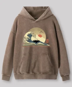 Alternative view of The Great Wave of Knowledge Geek Washed Hoodie