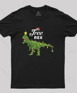 Alternative view of Dinosaur Christmas Tree Rex Christmas T-Shirt