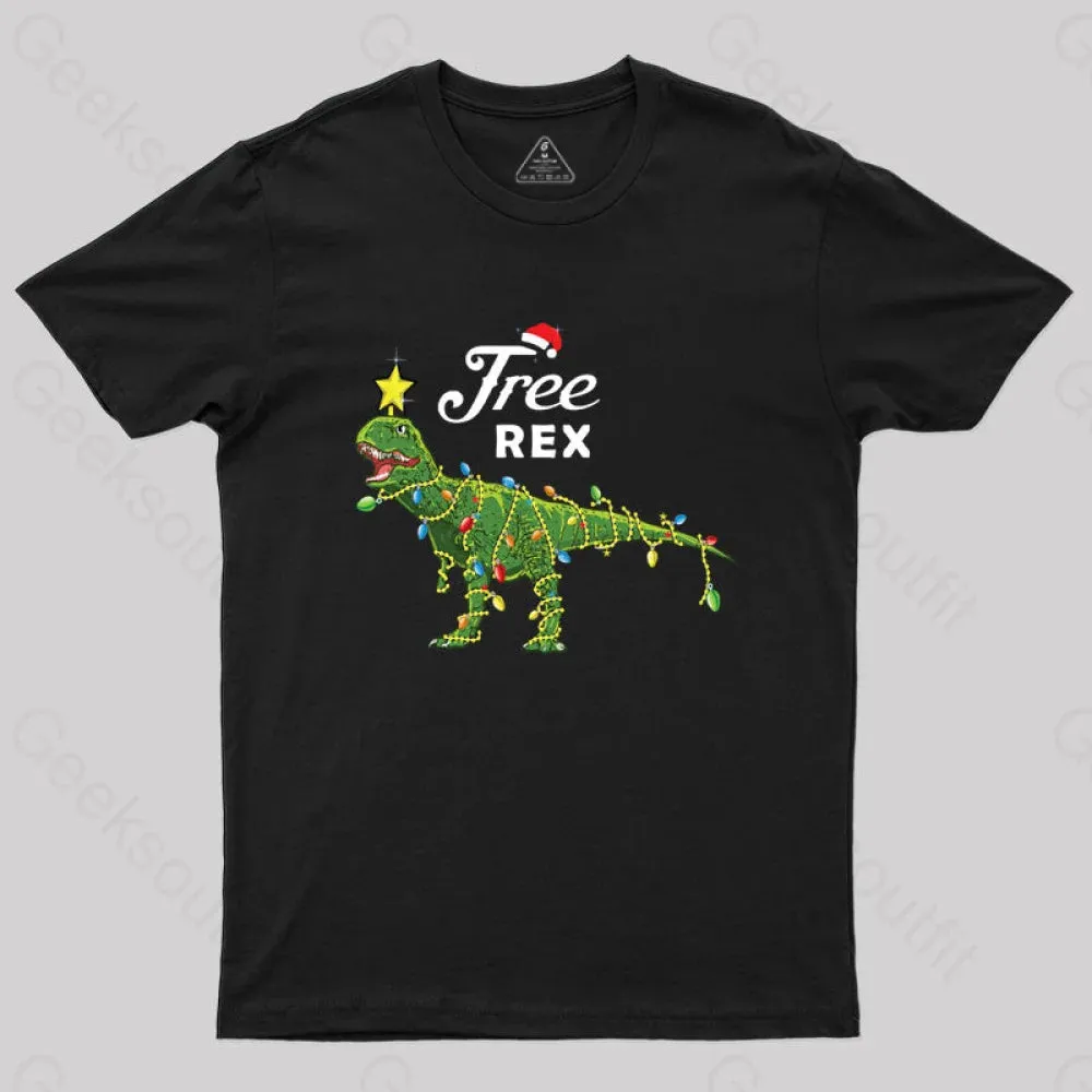 Dinosaur Christmas Tree Rex Christmas T-Shirt - Image 2