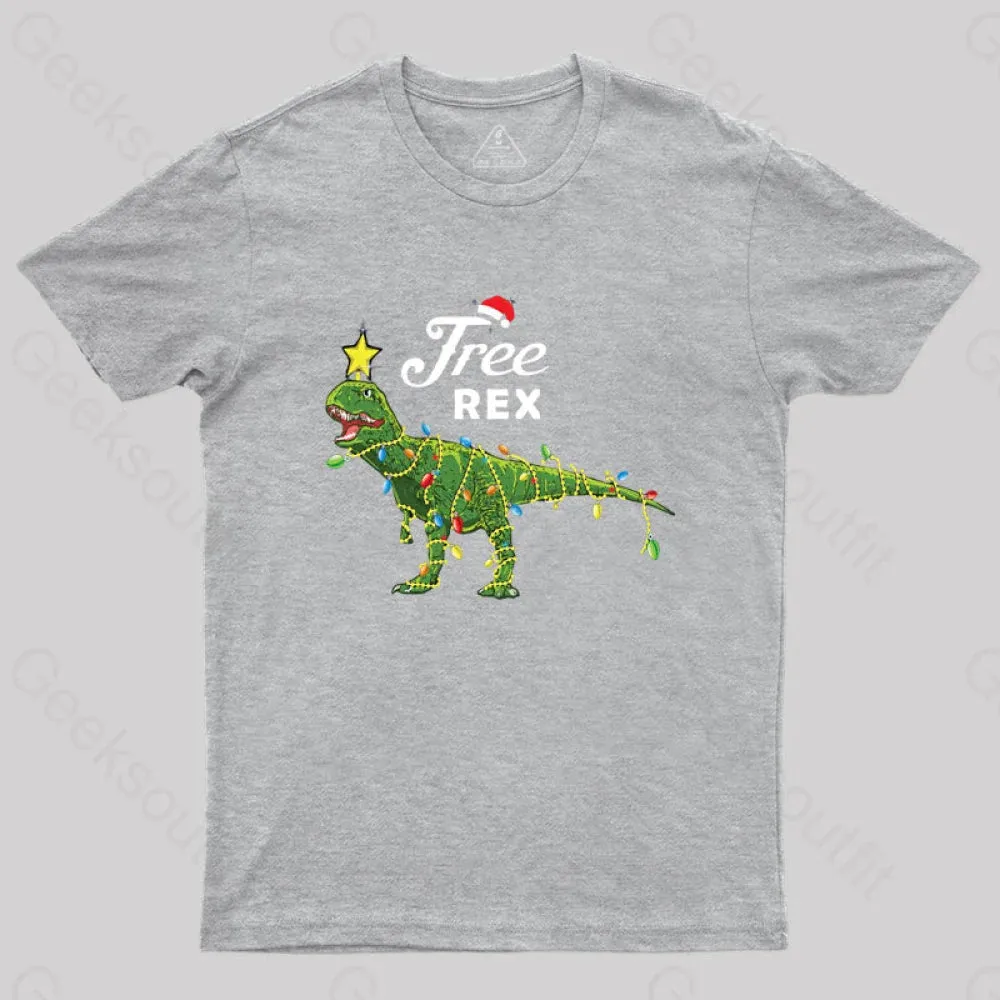 Dinosaur Christmas Tree Rex Christmas T-Shirt - Image 5