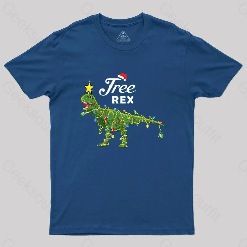 Dinosaur Christmas Tree Rex Christmas T-Shirt - Image 3