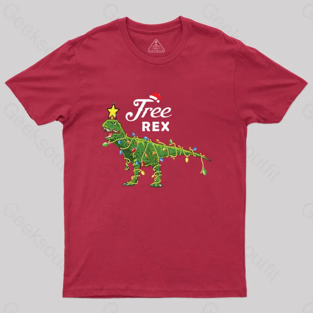 Dinosaur Christmas Tree Rex Christmas T-Shirt - Image 7