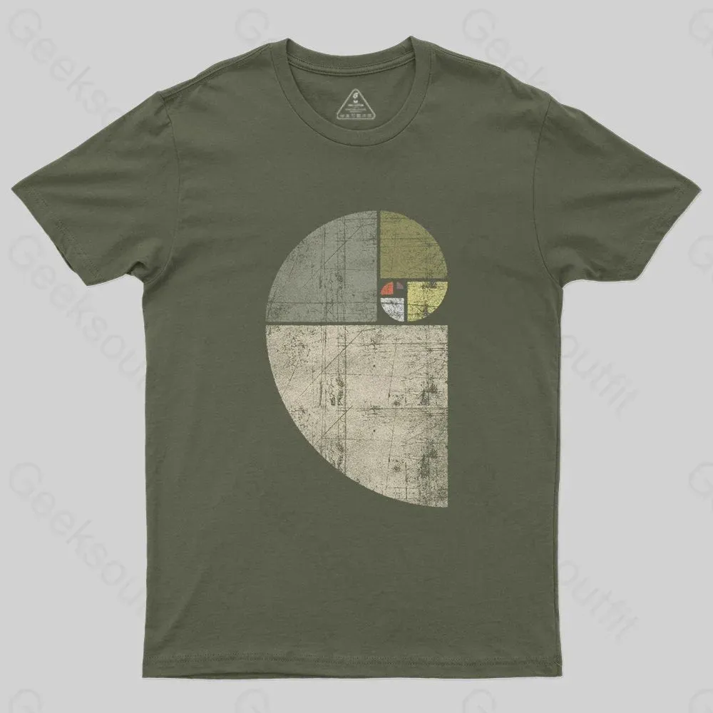 Distressed Fibonacci Spiral Geek Graphic T-Shirt - Image 3