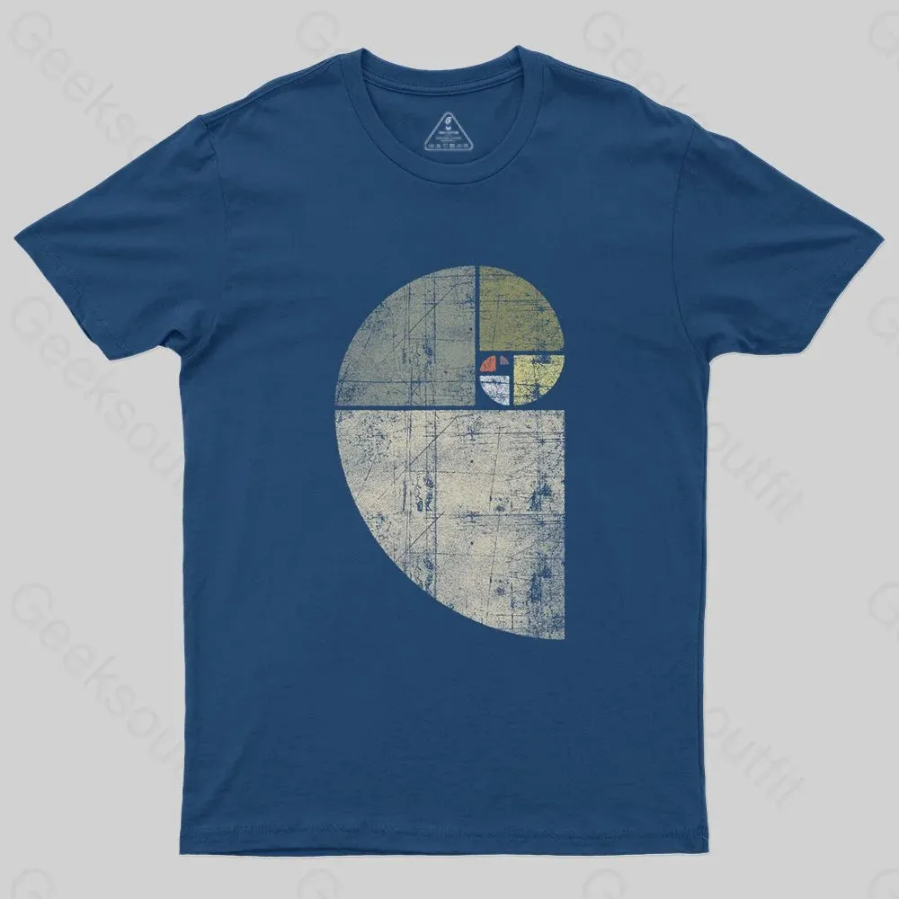 Distressed Fibonacci Spiral Geek Graphic T-Shirt - Image 2