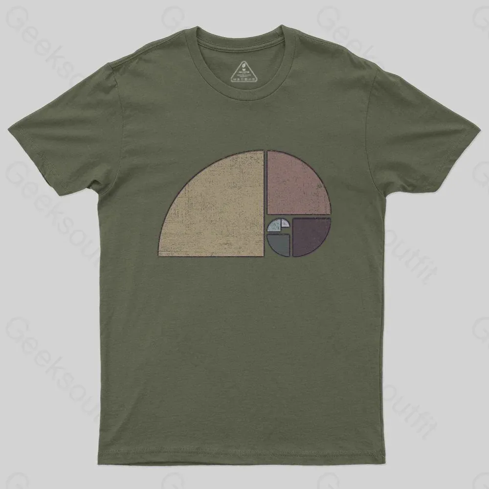 Distressed Geometric Fibonacci Spiral T-Shirt - Image 4