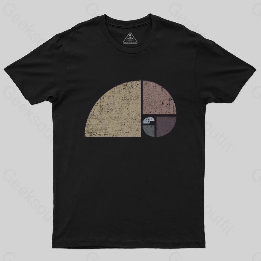 Distressed Geometric Fibonacci Spiral T-Shirt