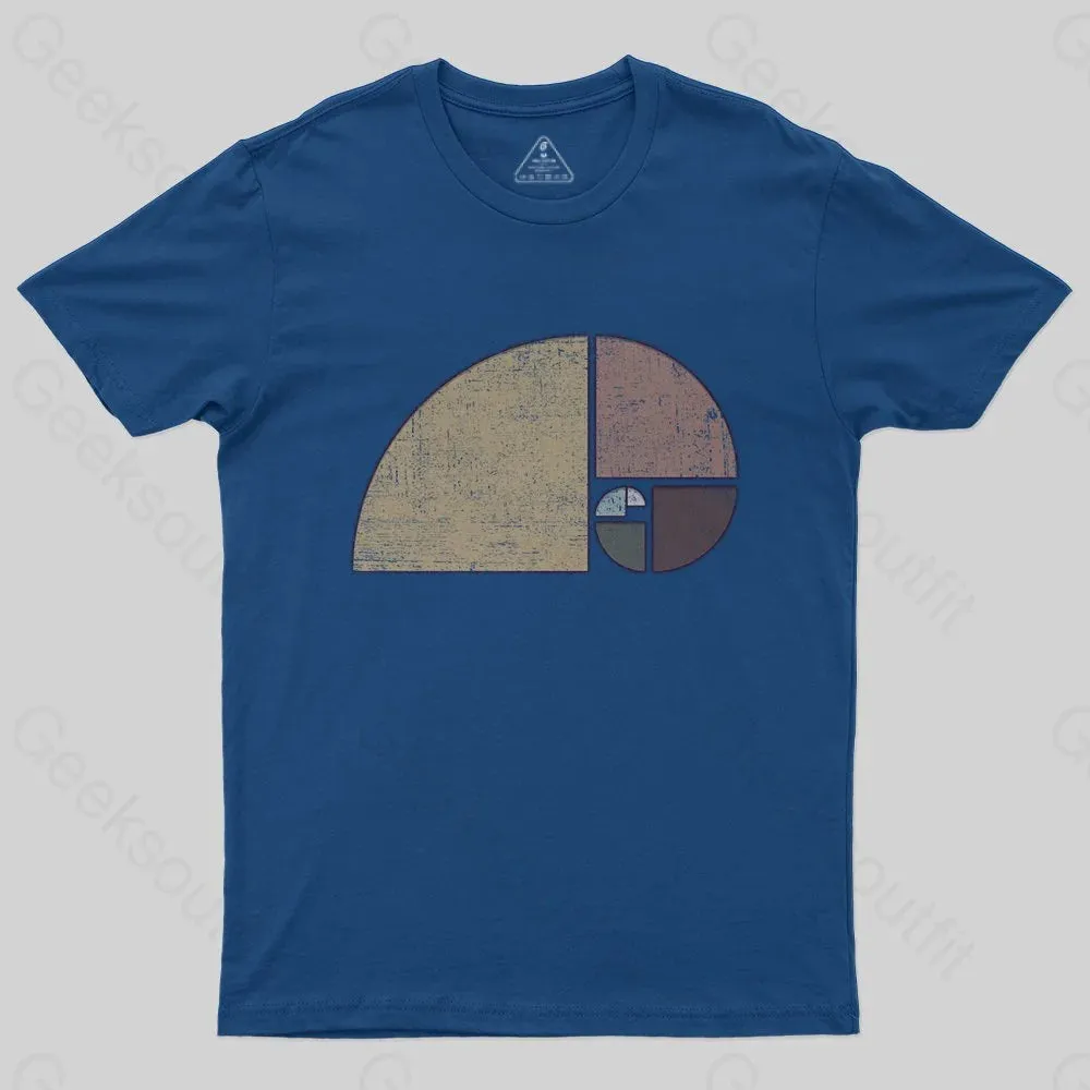 Distressed Geometric Fibonacci Spiral T-Shirt - Image 3