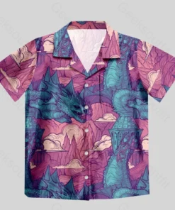 Alternative view of DND Dragon Pattern Button Up Pocket Shirt