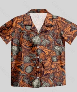 Alternative view of DND Dragon Vintage Pattern Button Up Pocket Shirt