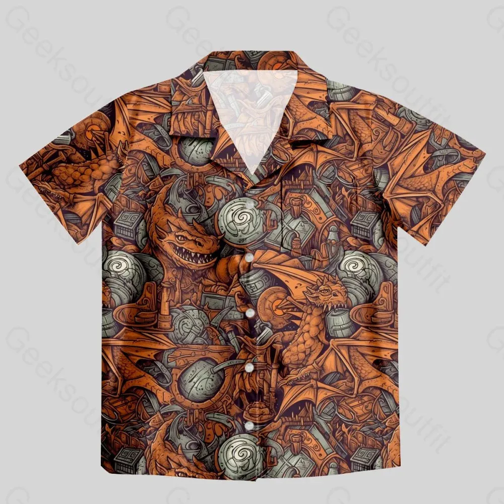 DND Dragon Vintage Pattern Button Up Pocket Shirt - Image 2