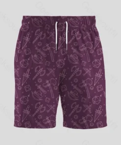 Alternative view of DND Medieval Weapons Wine Red Geeky Drawstring Shorts
