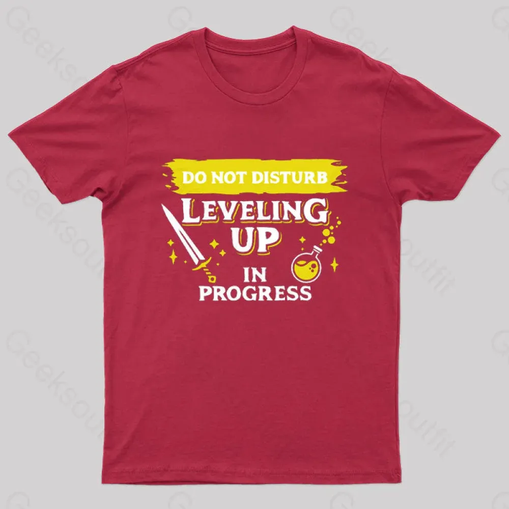 Do Not Disturb Leveling Up In Progress Nerd T-Shirt - Image 2