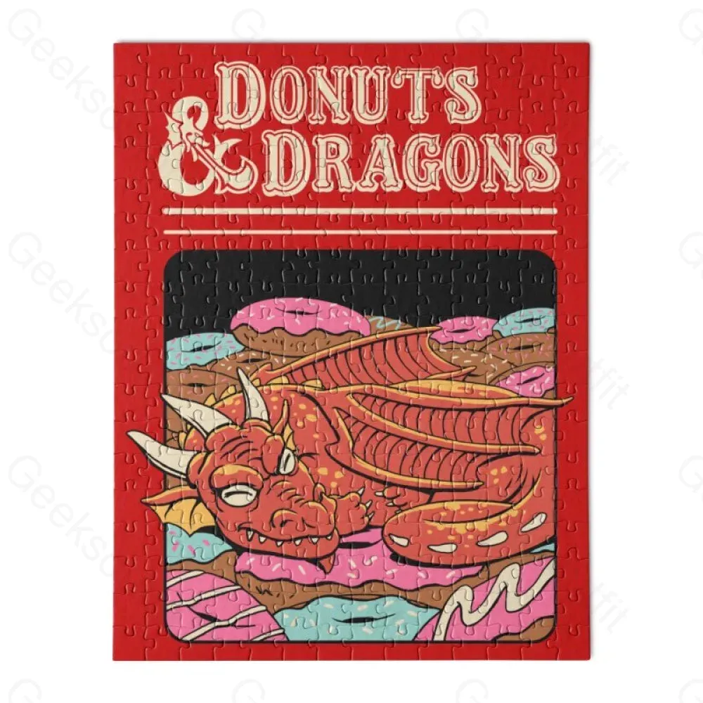 DONUTS AND DRAGONS-Wooden Jigsaw Puzzle