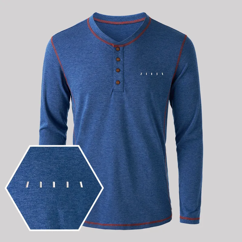 Alien Geek Embroidered Long Sleeve Henley Shirts - Image 4